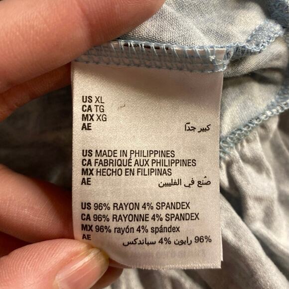 Boho Ruffle Hem Peasant Top Blue Paisley Print Style & Co XL - Picture 4 of 5